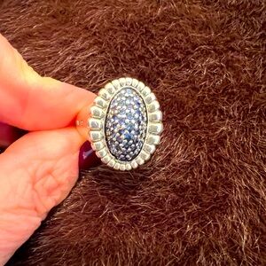 Lagos size 7 sterling silver and deep blue gemstone ring